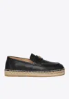 Valentino Garavani Palm Avenue Leather Espadrille Loafers In Black