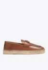 Valentino Garavani Palm Avenue Calf Leather Espadrilles In Tobacco
