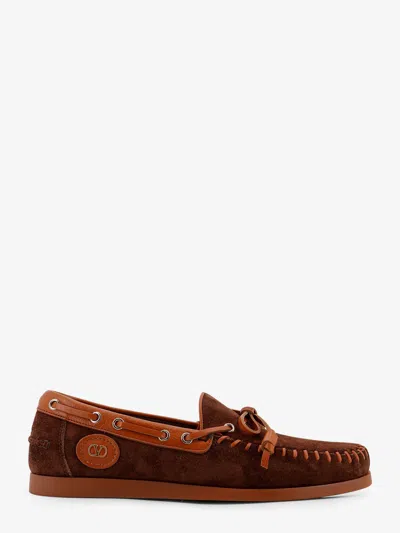 Valentino Garavani Valentino Palm Avenue Slip-on Boat Shoes In Brown