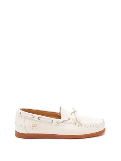 VALENTINO GARAVANI PALM AVENUE` LEATHER BOAT SHOES