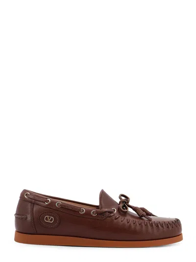 Valentino Garavani Brown Leather Palm Avenue Loafers