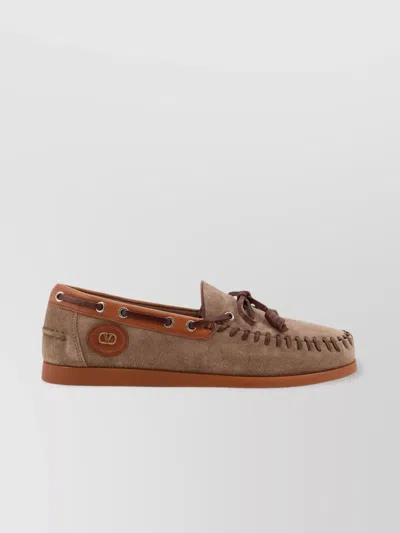 VALENTINO GARAVANI PALM AVENUE SUEDE AND LEATHER LOAFERS