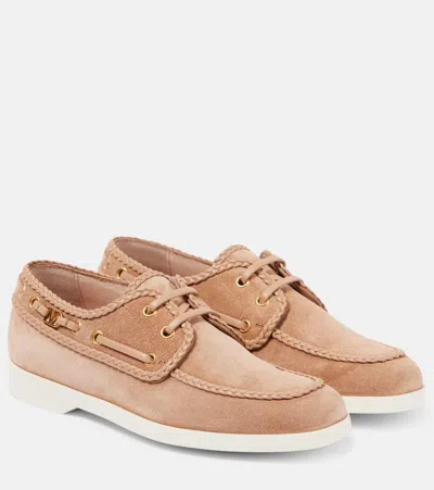 Valentino Garavani Segelschuhe Palm Avenue Aus Veloursleder In Beige