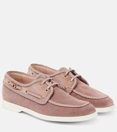Valentino Garavani Segelschuhe Palm Avenue Aus Veloursleder In Pink