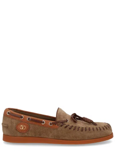 Valentino Garavani Palm Avenue Suede Loafers In Brown