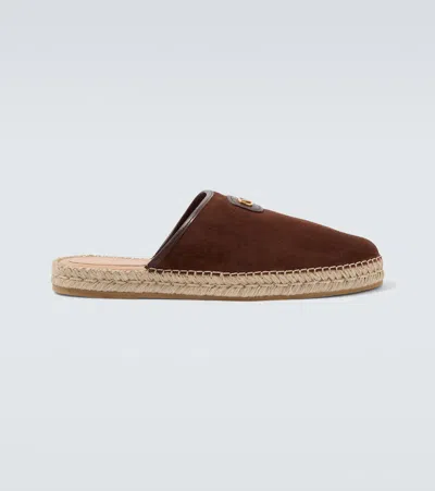 Valentino Garavani Palm Avenue Vlogo Suede Mules In Brown