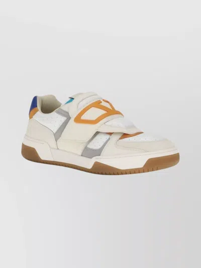 Valentino Garavani Panelled Leather Sneakers Round Toe Design In Neutral