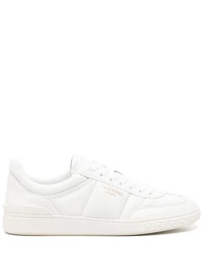 Valentino Garavani Padded Sneakers With Golden Logo For Women In Biancoswht