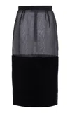 Valentino Panelled Organza Knee-length Skirt In Black