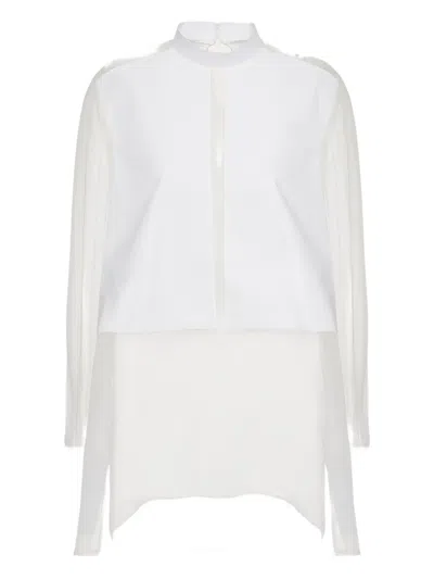 Valentino Panelled Silk Shirt In White
