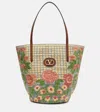 Valentino Garavani Embroidered Raffia Vlogo Signature Shopping Bag In Multi