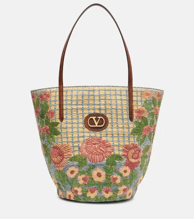 Valentino Garavani Panier De Fleurs Vlogo Tote Bag In Multi