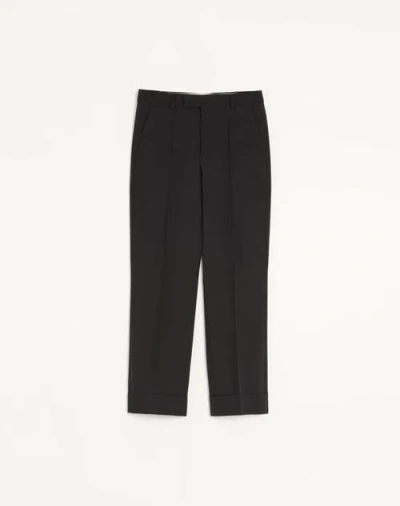 Valentino Pantalon À Revers  En Laine Homme Noir 52 In Black