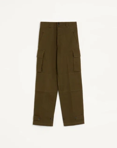 Valentino Pantalon Cargo  En Gabardine De Coton Homme Vert Militaire 54 In Green