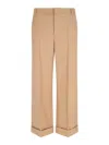 Valentino Wide-leg Trousers With Cuffed Hem And Pleats In Burgundy
