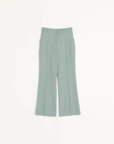 Valentino Pantalon En Laine Light Diagonal Femme Sage 46 In Green