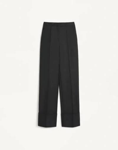 Valentino Virgin Wool Trousers Woman Black 46 In Noir