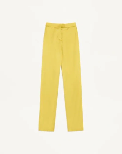 Valentino Pantalon Stretch Double Duchesse Femme Vert Acide 40 In Yellow