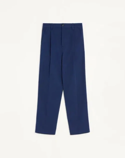 Valentino Pantalon  En Gabardine De Coton Homme Bleu Électrique 54