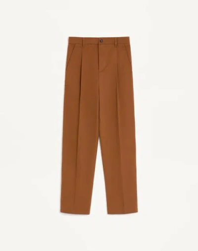 Valentino Trousers In Cotton Gabardine In Brown