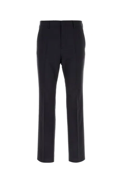 Valentino Wool Blend Trousers With Pockets And Loops In Black
