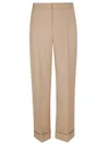 Valentino Garavani Tailored Trousers With Cuffed Hem In Brown