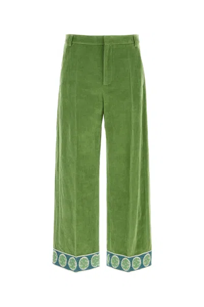 VALENTINO VALENTINO GARAVANI GREEN VELVET PANT