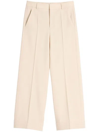 Valentino Wool Gabardine Trousers With Turn-ups In Ivory
