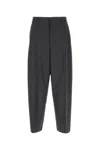 Valentino Wide-leg Wool Pant With Front Pleats In Grigiomelange