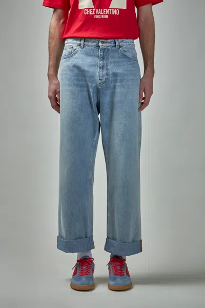 Valentino Pantalone In Denim In Blue