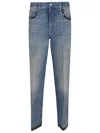 Valentino Straight-fit Denim Pants With Colorful Embellishments In Medium Blue Denim
