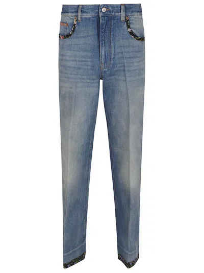 Valentino Trouseralone In Denim Solid Medium Blue Denim