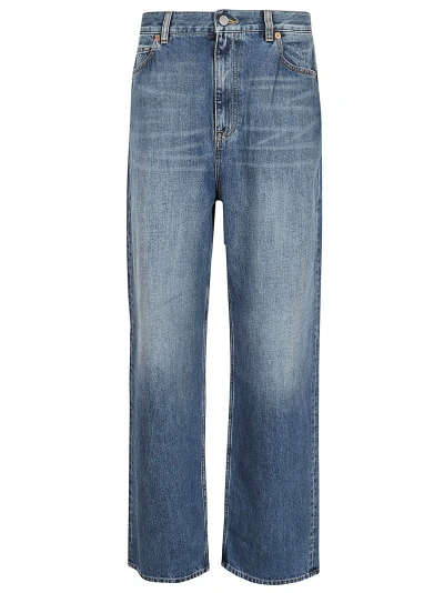 Valentino Trouseralone In Denim Solid Medium Blue Denim In Dark Wash