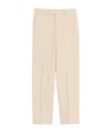 Valentino Wool Gabardine Trousers With Turn-ups In Cream