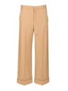 Valentino Wide-leg Trousers With Cuffed Hem And Pleats In Orange