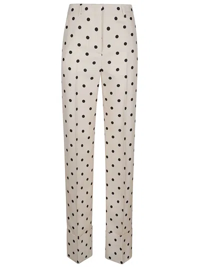 Valentino Pantalone Pattern Shantung Pois Grande Plusdepois In Neutrals
