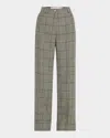 Valentino Prince Of Wales Checked Wool Wide-leg Pants In Ivory Black