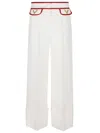 Valentino Ivory Trousers With Gold V In White
