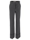 Valentino Garavani Wide-leg Virgin Wool Trousers With Maxi Turn-up In Black
