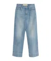 Valentino Womens Medium Blue Denim Faded-wash Straight-leg Denim Jeans In Blue