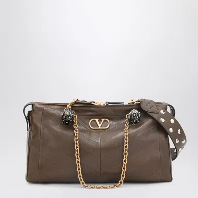 Valentino Garavani Panthea Bag In Tundra-colored Nappa Leather With Chevron Pattern In Green