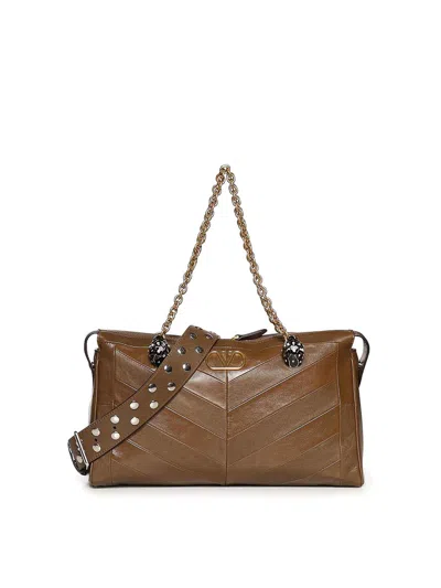 Valentino Garavani Panthea Chevron Nappa Shoulder Bag In Green