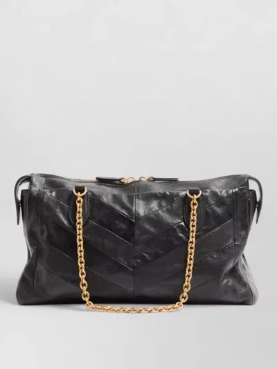 Valentino Garavani Panthea Nappa Leather Chevron Vlogo Shoulder Bag In Black
