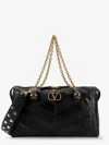 Valentino Panthea Leather Crossbody Bag With Metal Vlogo Signature In Black