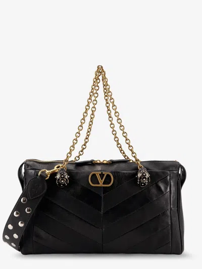 VALENTINO GARAVANI PANTHEA LEATHER CROSSBODY BAG WITH METAL VLOGO SIGNATURE