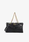 Valentino Panthea Leather Tote Bag In Black