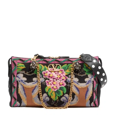 Valentino Garavani Panthea Medium Embroidered Shoulder Bag In Multi