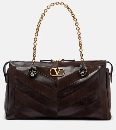 Valentino Garavani Panthea Medium Leather Shoulder Bag In Burgundy