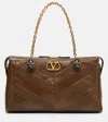 Valentino Growl Medium Leather Tote Bag In Brown