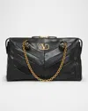 Valentino Garavani  Garavani Panthea Shoulder Bag In Nappa Leather With Chevron Pattern Wom In Black